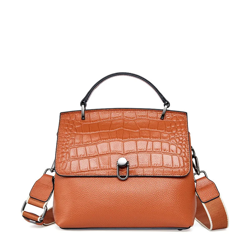 

amazon top seller 2021 Crocodile pattern elegant women shoulder genuine leather bags