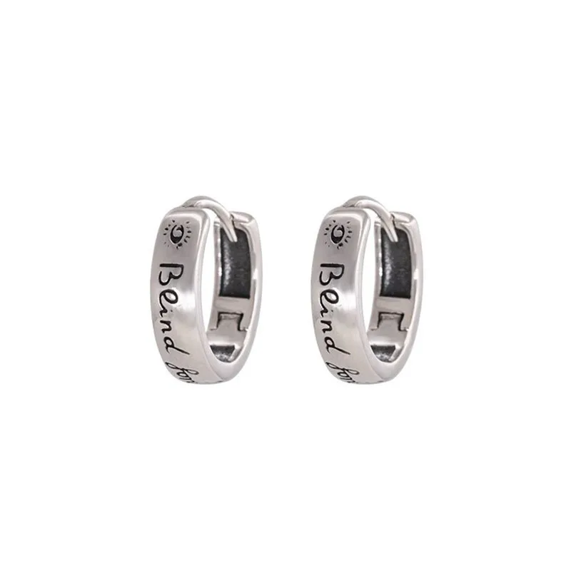 Factory Wholesale Retro Fashion Earring 925 Silver Hoop Custom Simple Letter Earring Jewelry Women Gift