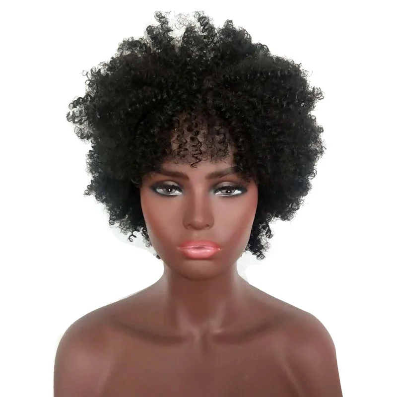 

Afro High Temperature Silk Wig Short Density Women Daily Life Kinky Curly Black Synthetic Wigs, Picture color