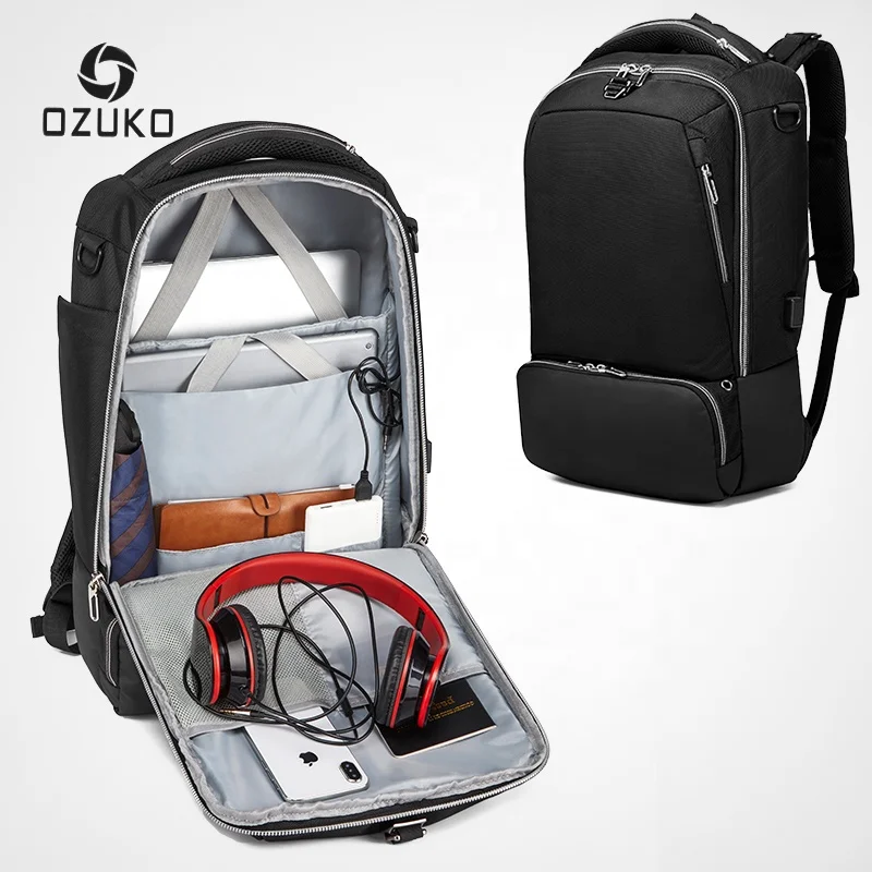 

Ozuko 9086 Luggage Travel Bags For Men Mochila Escolar Antirobo Trekking Gym Travelling Hiking Backpack, Black,blue,camo,grey