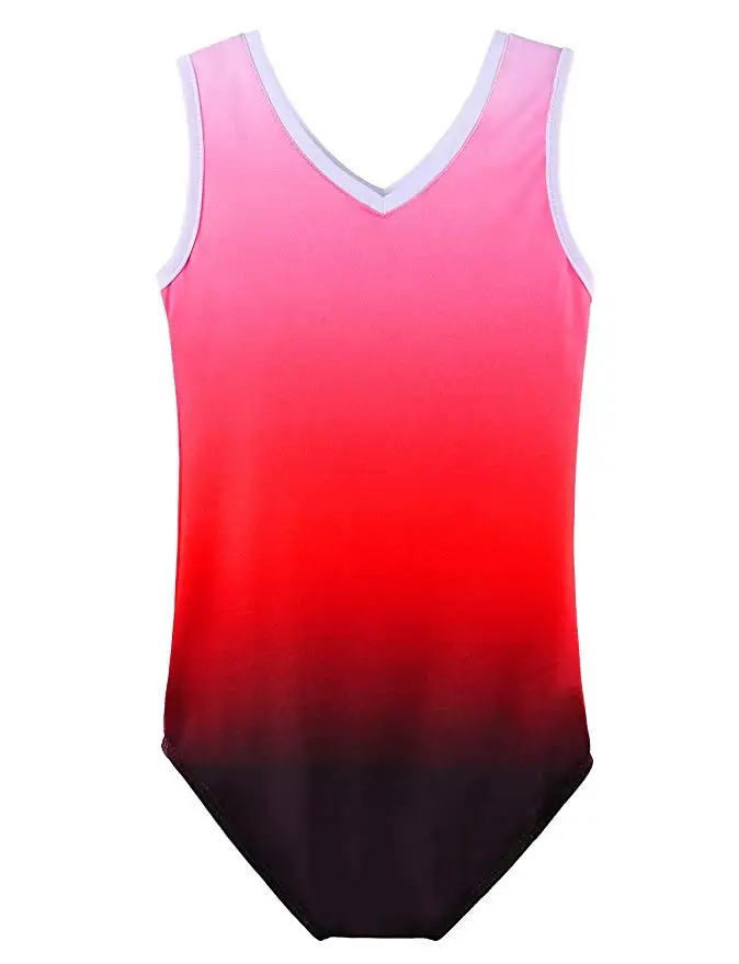 
Gymnastics Leotard Girls sleeveless Shiny Diamond Gradient Color Ballet Dance One Piece Activewear 