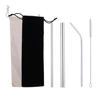 

Outdoor Hot Selling Eco Friendly Reusable Metal Stainless Steel Drinking Straw Set With Customized Logo