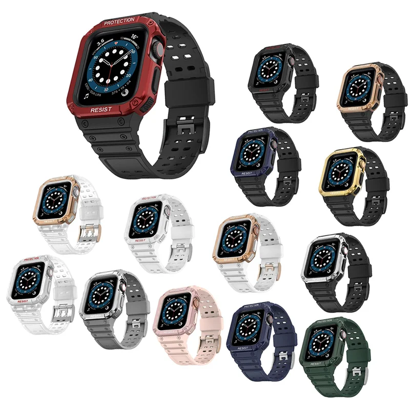

QIMAN For Apple Watch 7 Case +Bands 45mm 41mm , Rugged PC Protective Case with TPU Strap Bands for Apple Watch Series 7/5/4/3/2