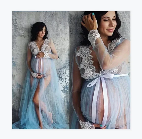 

AYP0914 Sexy lace v-neck hollow out maternity dresses pregnancy photo shoot dress women pregnancy dresses