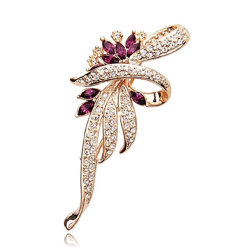 

PUSHI korean bouquet luxury brooches orchid brooches women rhinestones alloy brooch