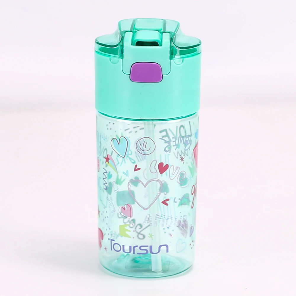 

160z cartoon printed tritan plastic sport water bottle for kids with straw