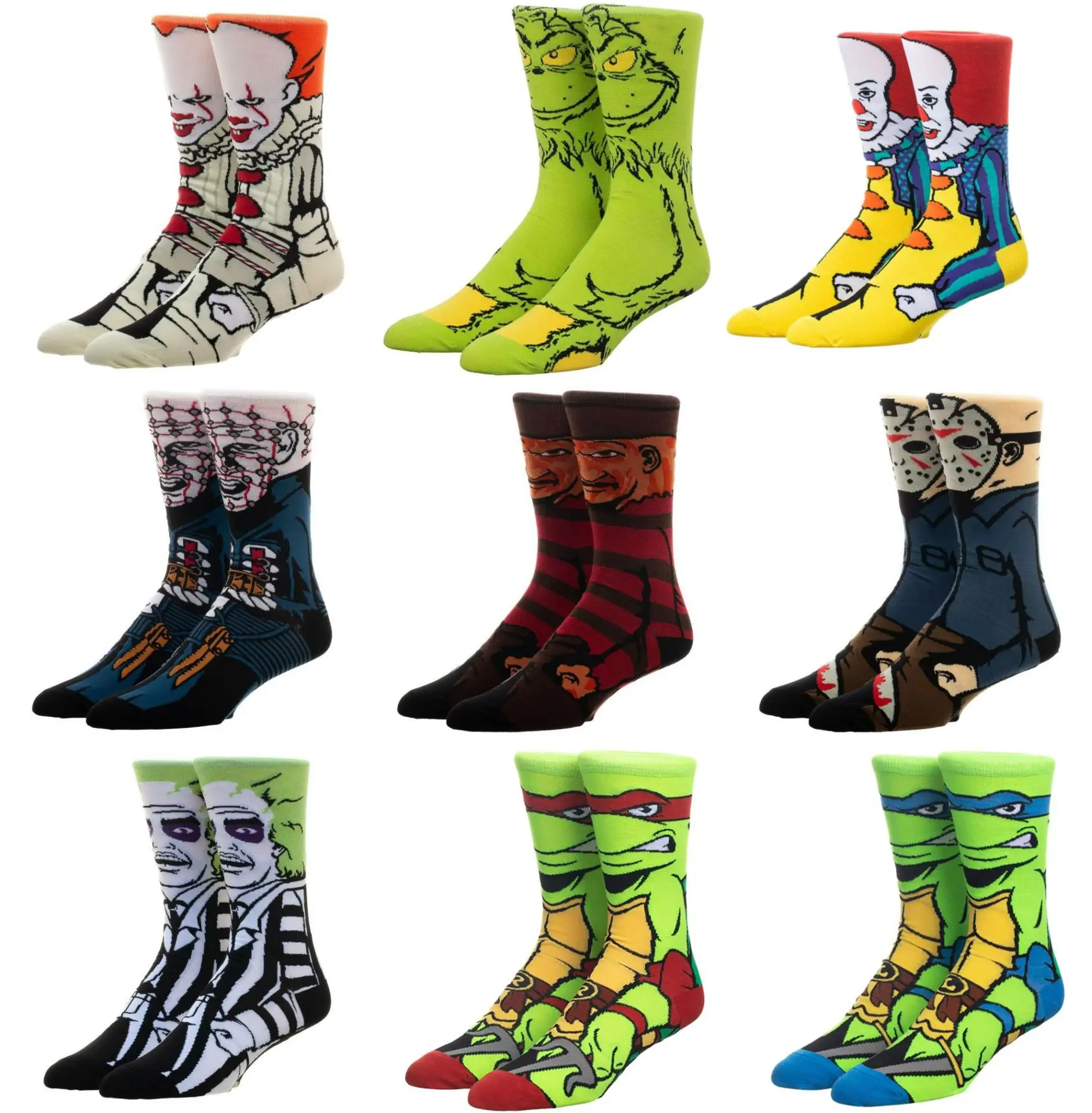 

2021 top quality man long socks luxury cartoon Halloween horror movie socks, As the picture