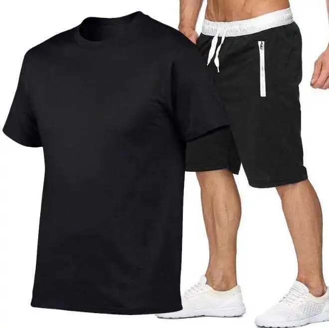 Wholesale summer hot sports leisure shorts men's running training shorts and T-shirt suit training suit large size spot