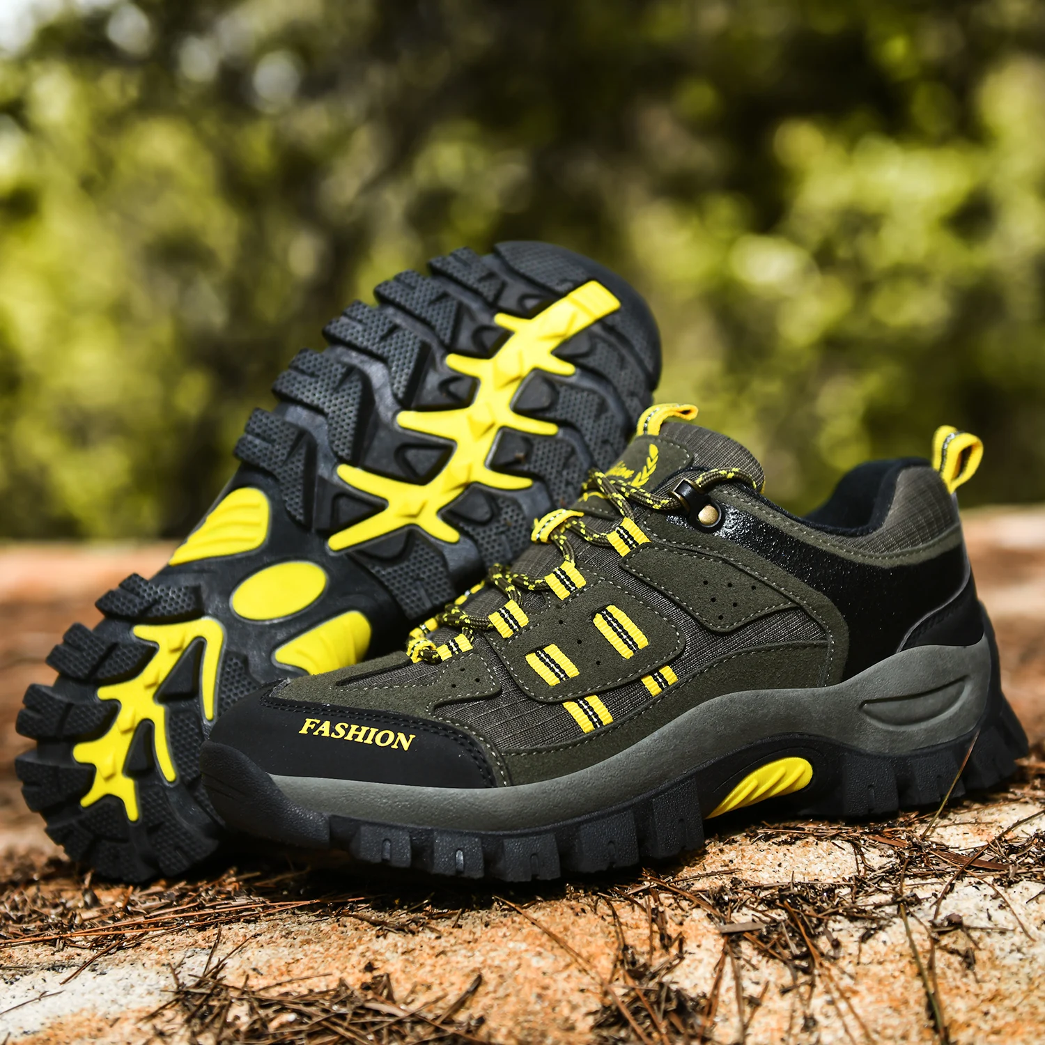 

Best quality popular Genuine Leather Waterproof outdoor sports hiking shoes, Navy/orange,grey/blue,black/yellow