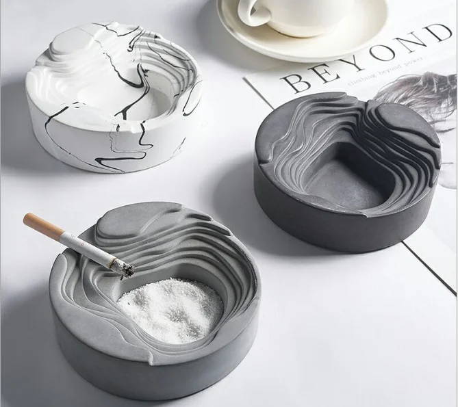 

greek luxury funny Cement simple ins Nordic fair faced stone concrete gift cigar cool round ashtray with Smoky sand