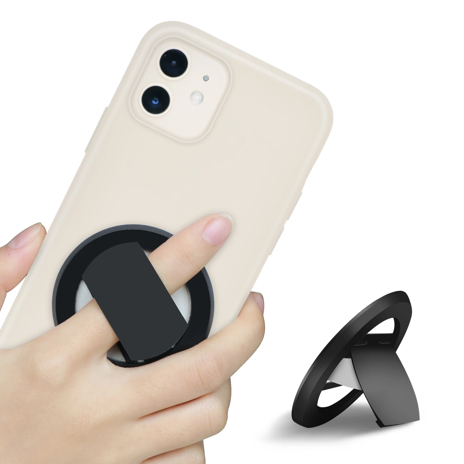 

Adjustable  Finger Grip Ring Stand phone holder car magnetic, White/black/green
