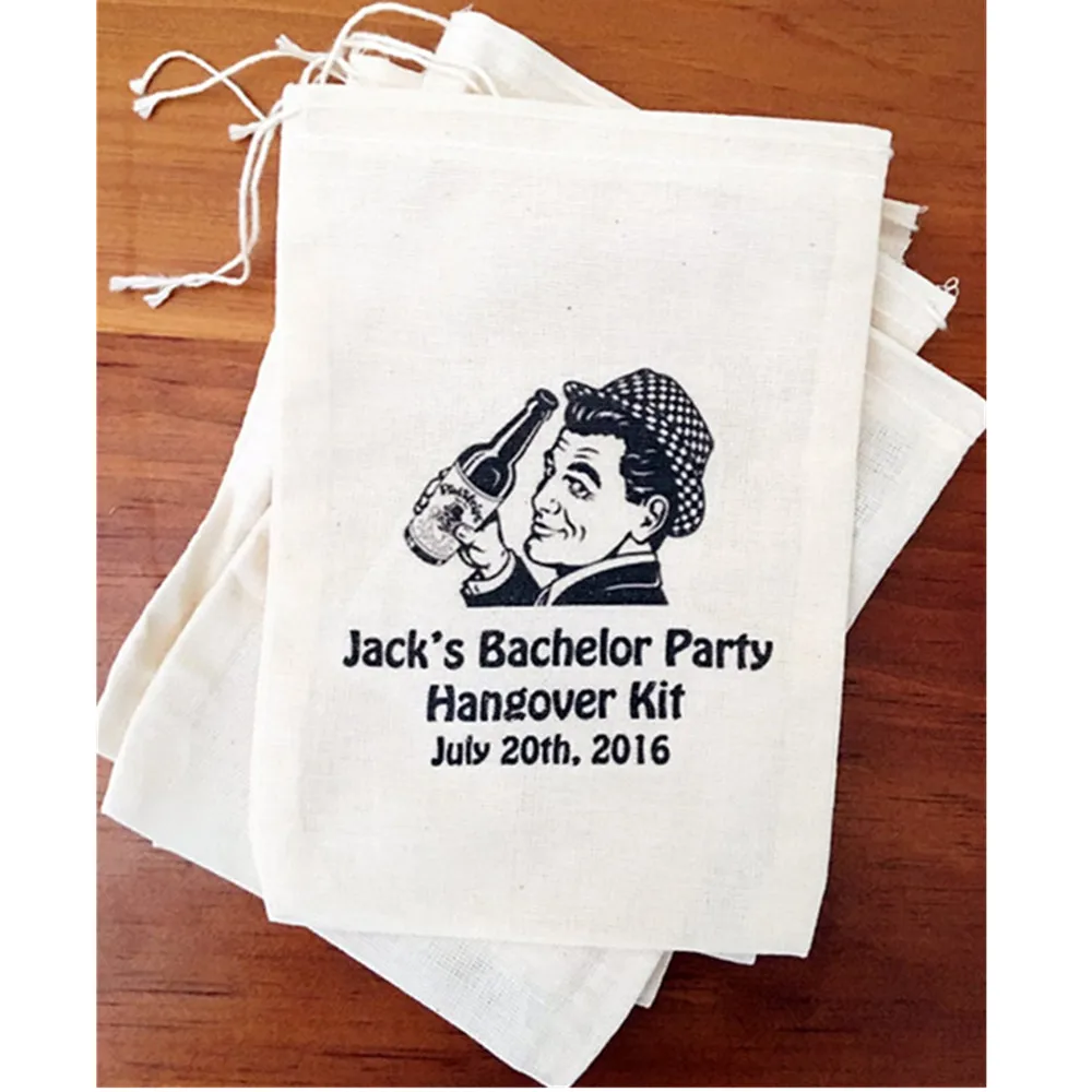

customize Bachelorette survival kit wedding thank you Hangovers Wine bag Groomsmen birthday party Drawstring Bags Candy pouches