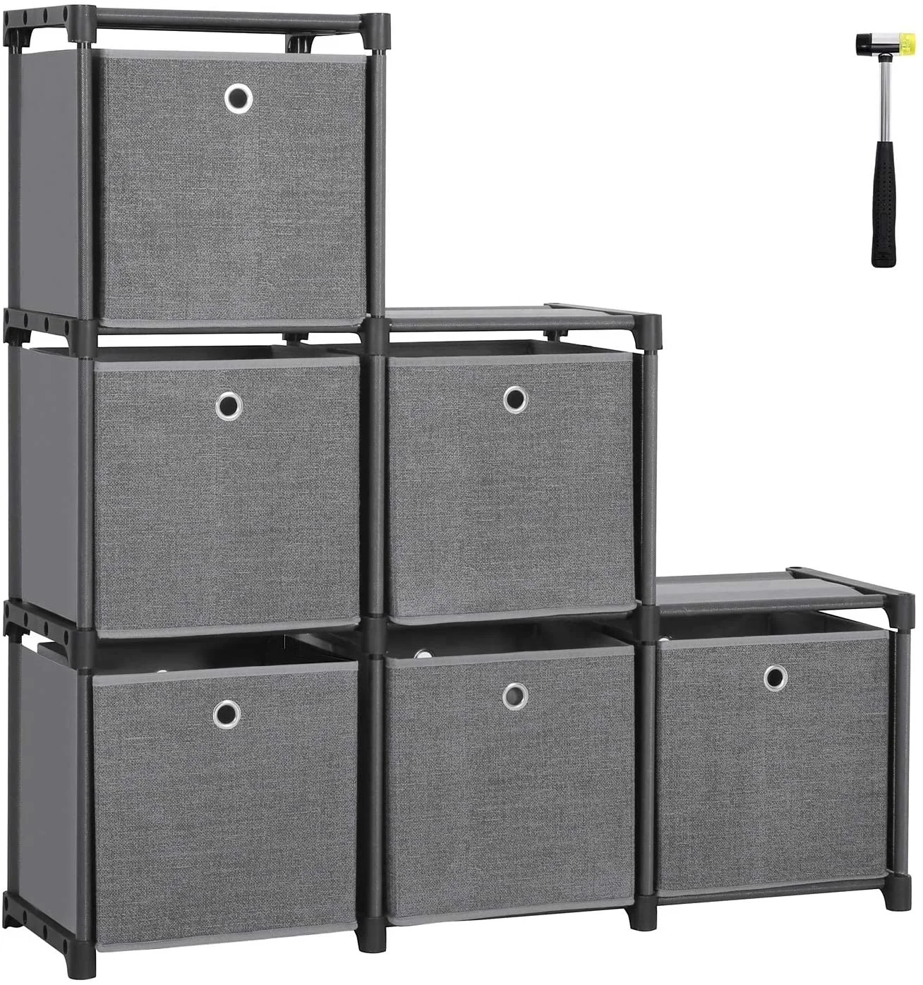 

Ladder Storage Unit 6 Cubes with Storage Boxes, DIY Closet Organiser, Multifunctional with Modular Sturdy Metal Frame, Customized color