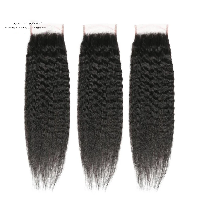 

Mellow Wave Virgin Cuticle Aligned Hair Human Hair Closure Normal Lace Closure Natural Color Kinky Straight Human Hair Closure, Natural color lace wig