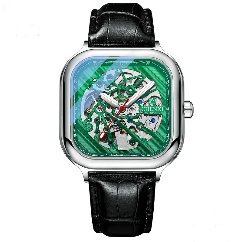 

Good Price Mens Wrist Square Full Luminous Automatic Green Dial Watch Mechanical Watches, As shown in the picture