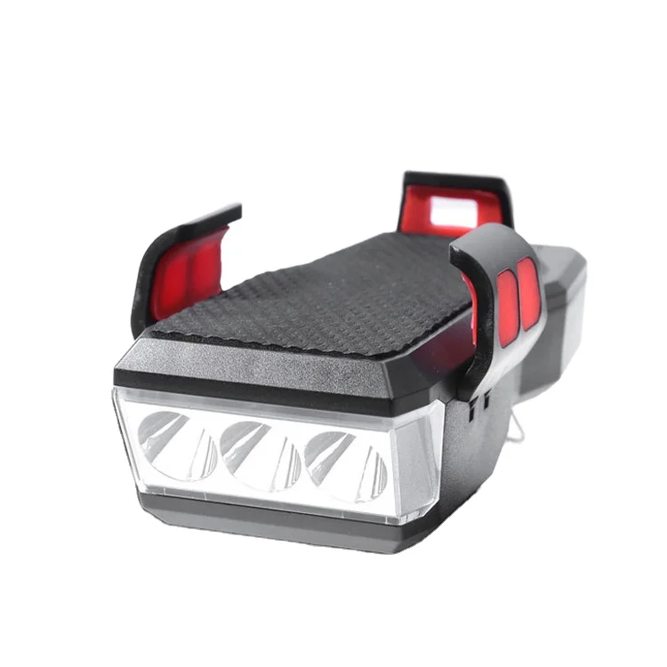 

Multifunction Usb Rechargeable Led Front Bike Light Mobile Phone Holder With Power Bank speaker Bicycle Light