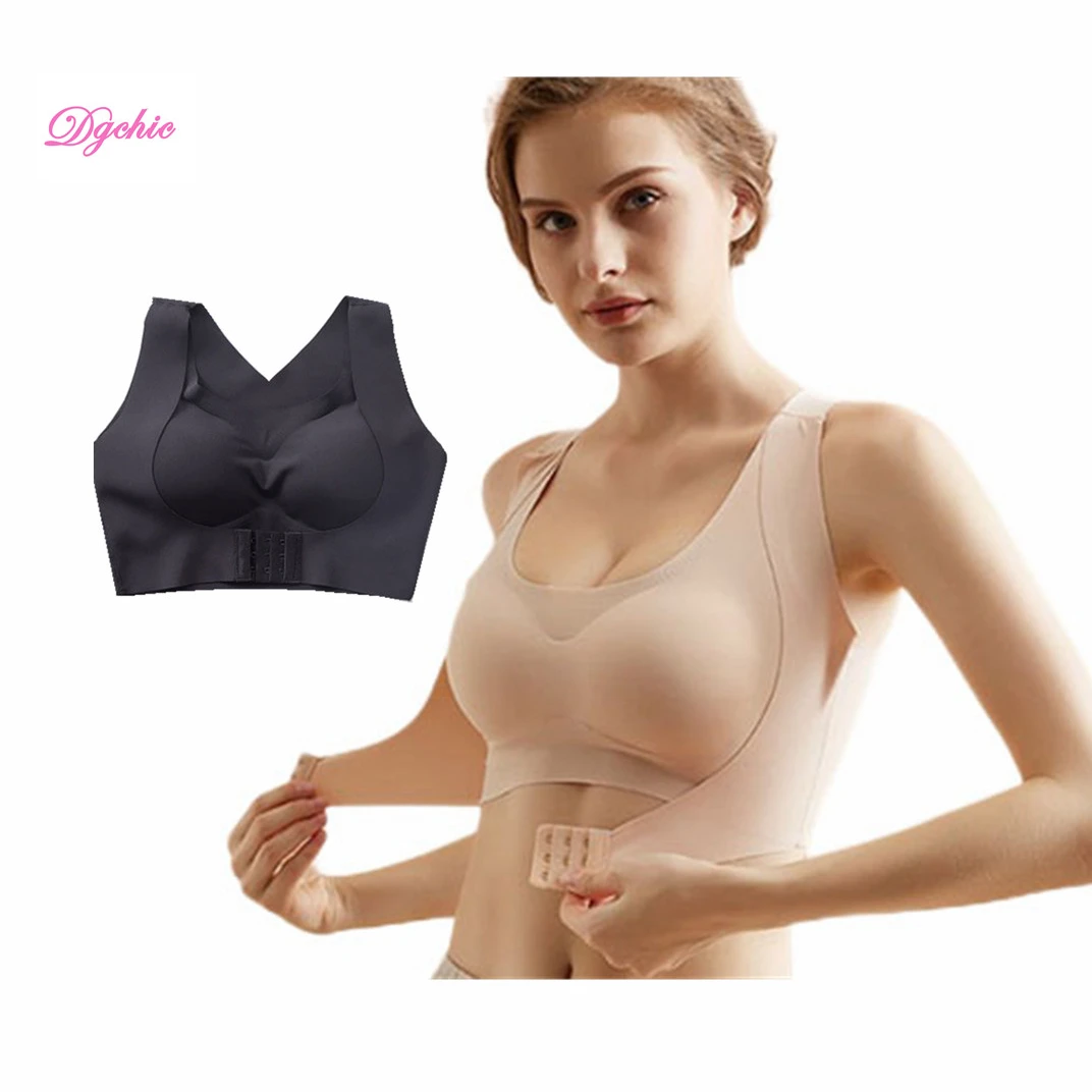 

Seamless Corset Body Shaper Posture Correction Bra Straighten Back Correction Traceless Compression Push Up Bra, Black and nude