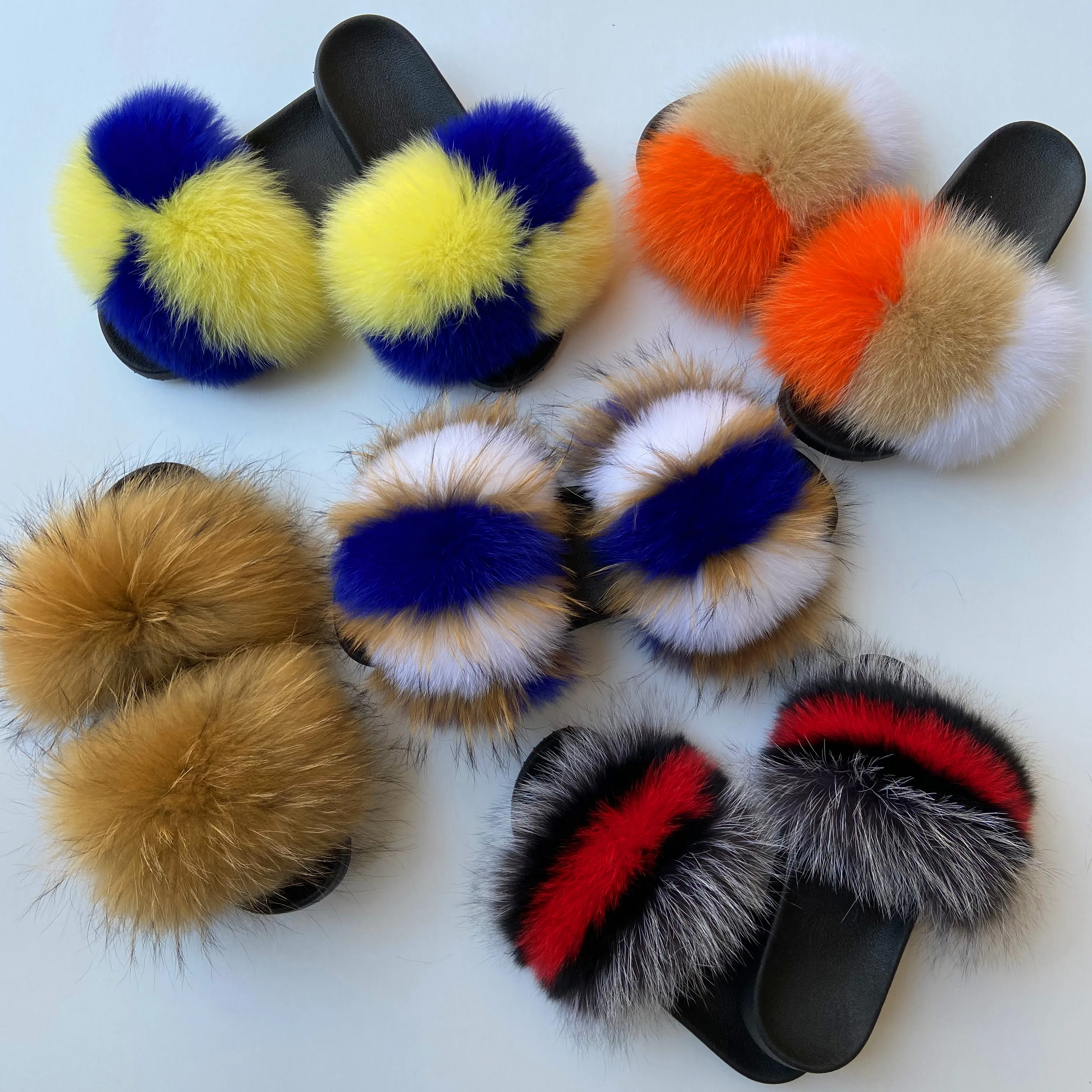 

Factory Direct Wholesale fur slides raccoon fur slides fur slides for women