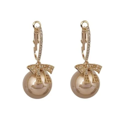 

Gold Plated Jewelry Zircon Earring Pearl Hoop Butterfly Earring