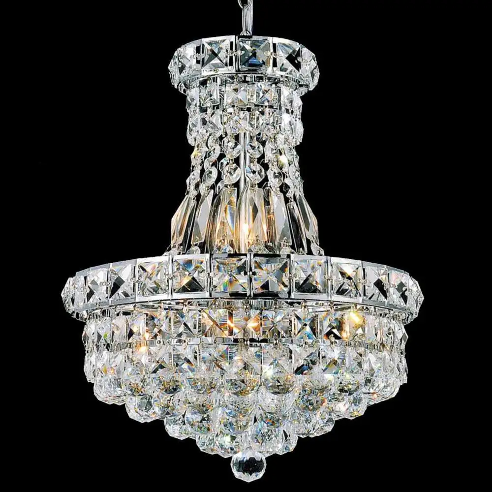 

French Empire Crystal Silver Chandelier Lighting For Entry Way Foyer