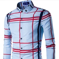 

Wholesale latest design polyester plaid custom fit casual long sleeve shirts for men