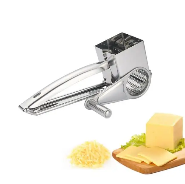 

Wholesale Food Grade Cooking Tools Stainless Steel Rotary Cheese Grater Cutter with Hand Shake Mini Cheese Grater, Silver