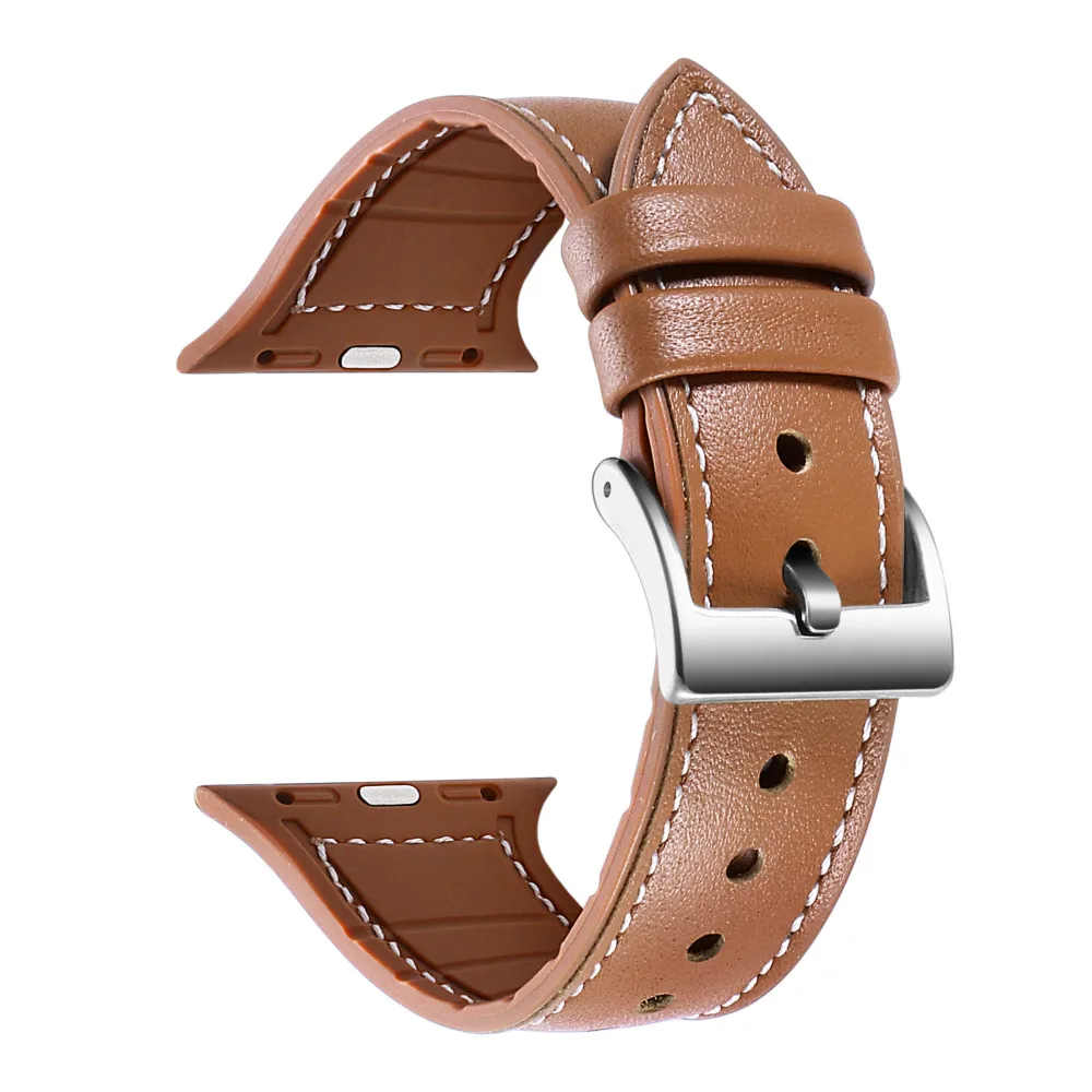 

YEEYOU Gentleman Vintage Leather Strap Watch Band for Smart iWatch 38 40 42 44mm Wrist Bracelet Straps with Metal Buckle, Brown/gray/green/black