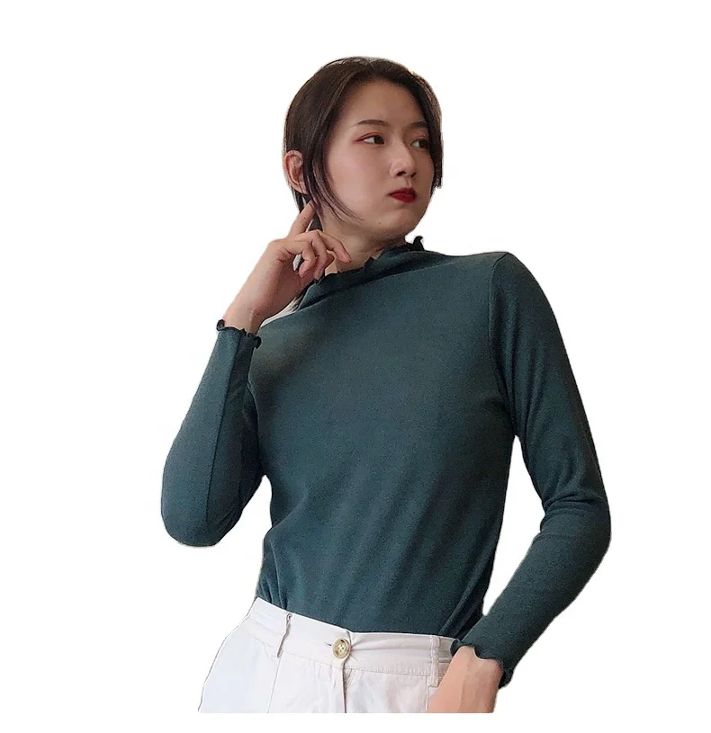 

New autumn/winter 2021 loose casual turtleneck bottom top for women with thick German velvet warm top