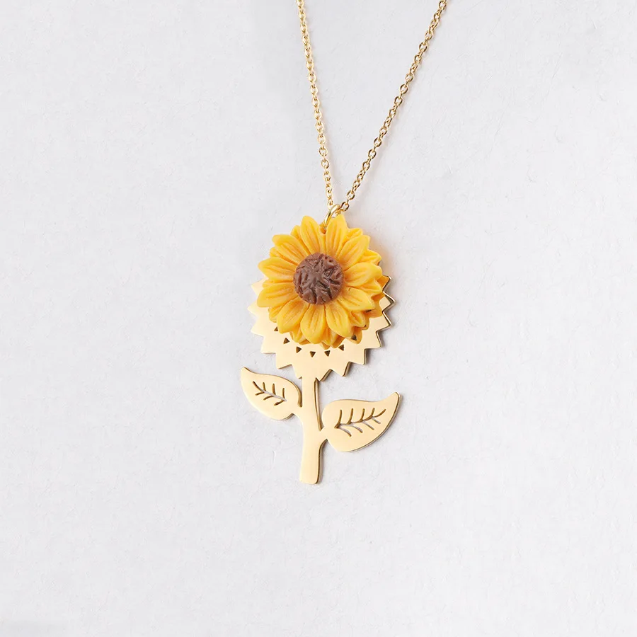 

New Design Necklaces Charm Sunflower Pendant Chain Jewelry For Women Simple Princess Girl Necklace, As pic
