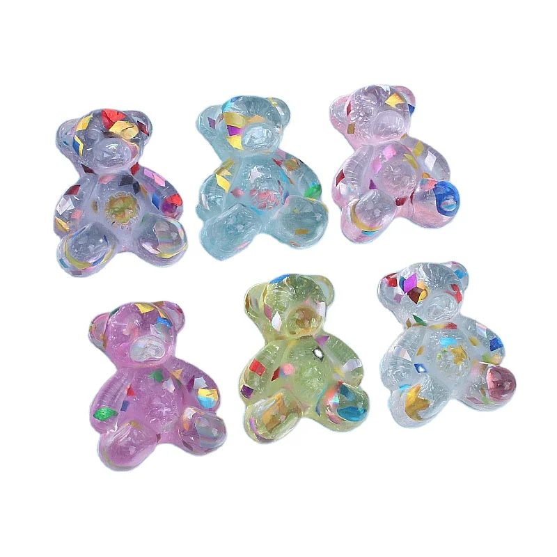 

yiwu wintop 3d simulation jelly colored flatback resin bear cabochon charms bag keyring accessories