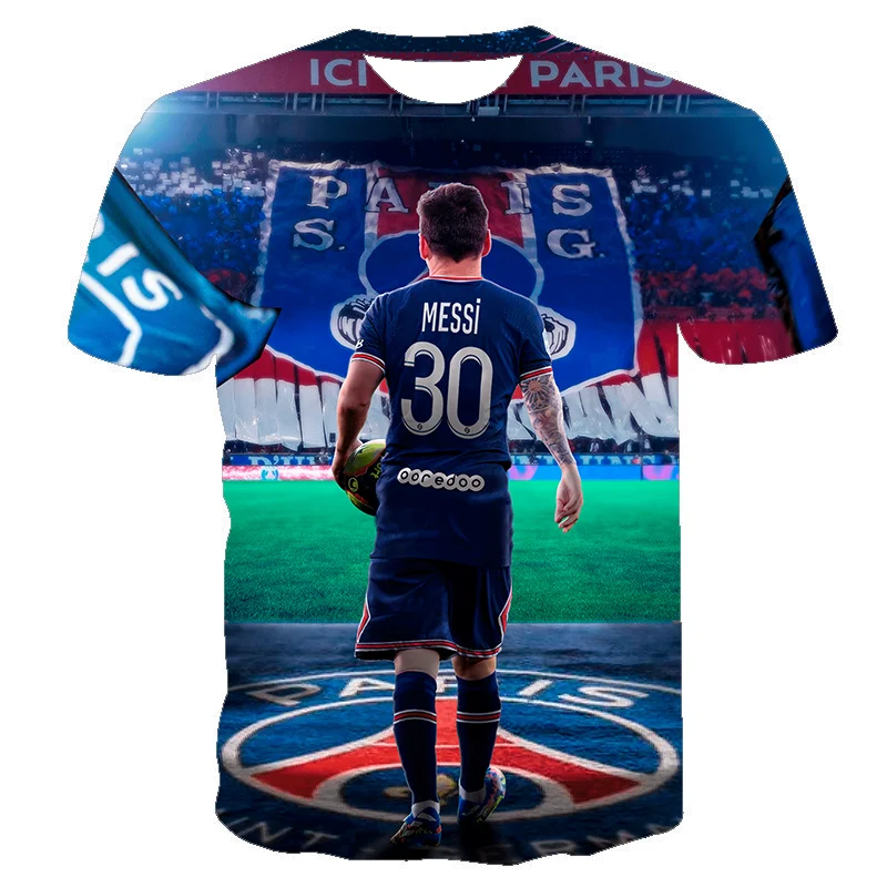 

Hot Sell Football Player Superstar Messi Number 30 Printed T-shirt Casual Summer Short Sleeve Quick Dry T-shirts, Multi