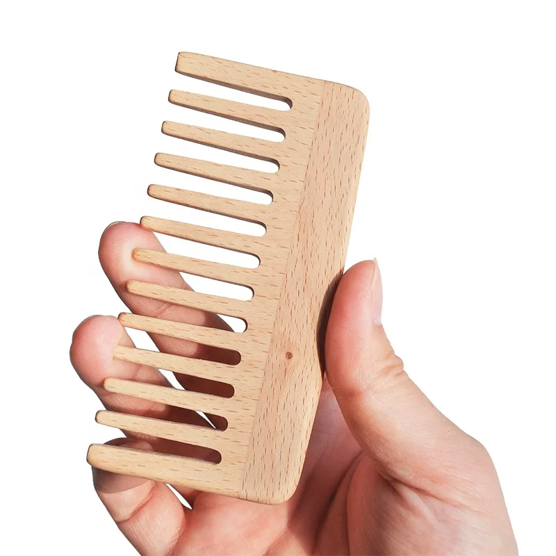

Amazon Hot Selling Exquisite Natural Beechwood Wide Tooth Hair Wooden Comb