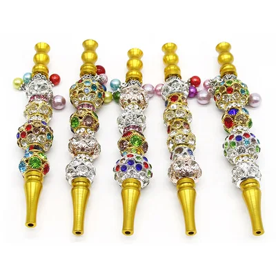 

D0452 2021 New Design Hookah Accessories Mouth Tips Creative Metal nozzle Hand-set Diamond Cigarette Hookah Holder, Custom color