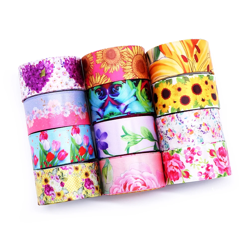 

Flower printed sublimated satin ribbon