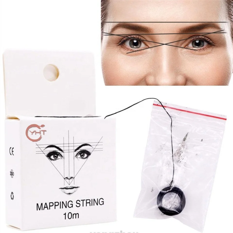 

Private Label Black&White color Microblading Permanent Makeup 20m Pre-inked Eyebrow Thread Brow Mapping String for academy