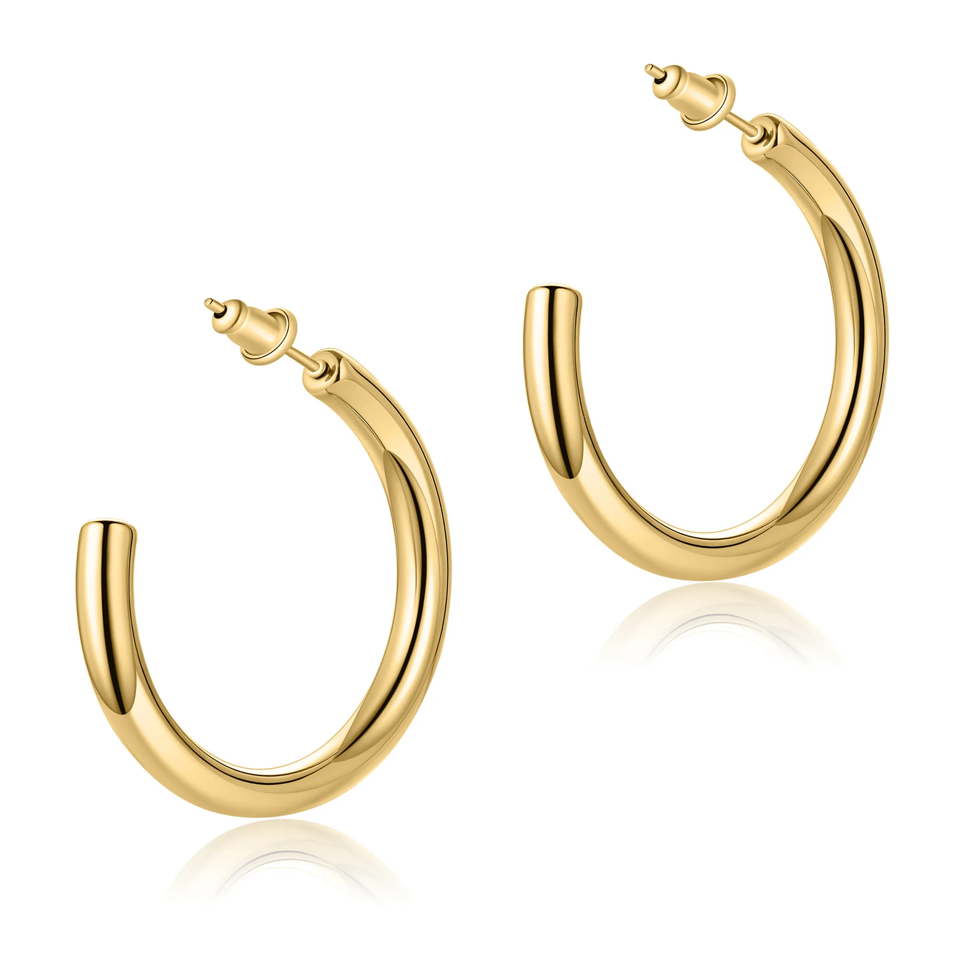 

INS stainless steel gold plated chunky Hoop Huggies Earrings Small Large semicircle CC Earrings Women Girls hoop earrings