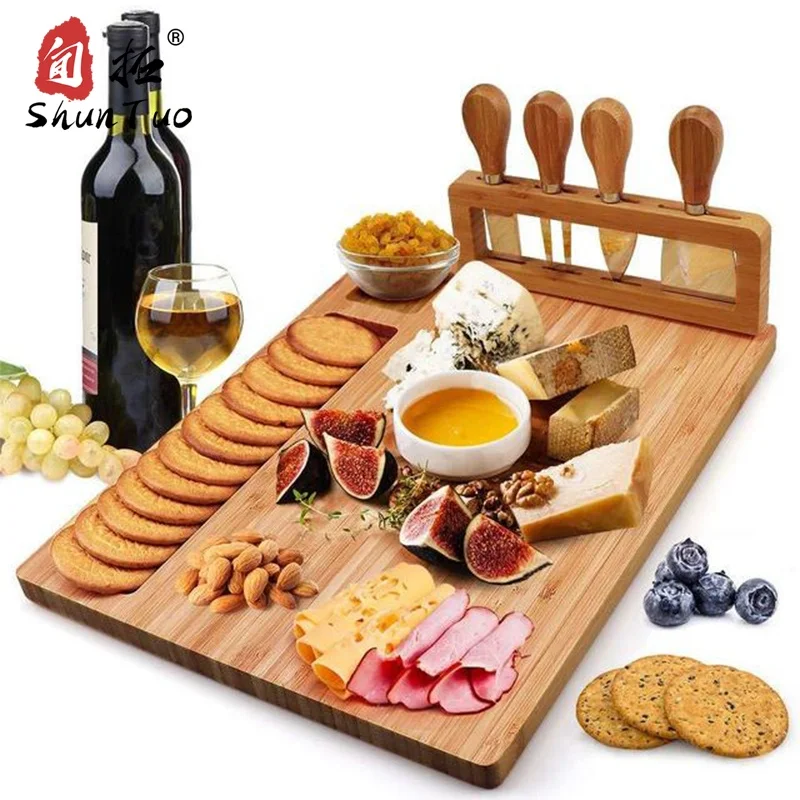 

Custom christmas charcuterie wholesale cheese board and 4 pcs knife set