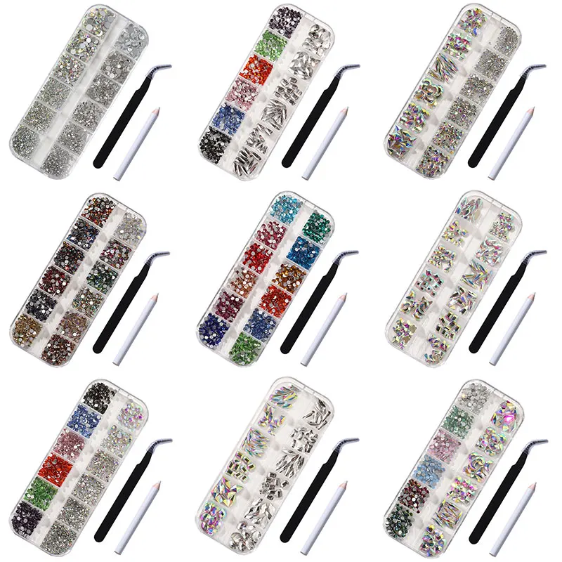 

Mixed Flat Back Crystal Glass Diamonds Designs 3d Nail Art Decoration Diy Manicure Nail Rhinestone