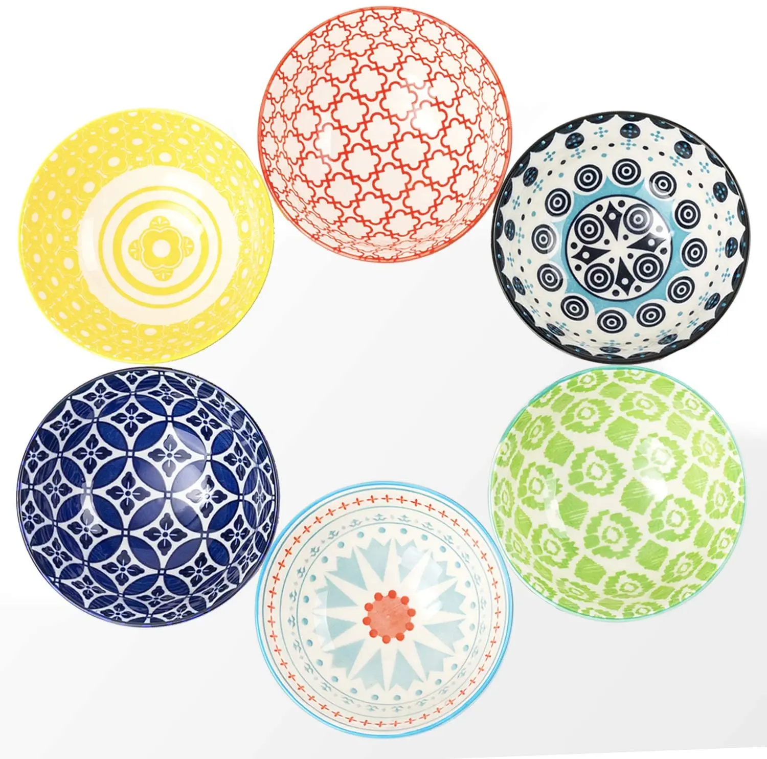 

Colorful 24 oz Premium Porcelain Bowls Set Microwave and Dishwasher Safe Ceramic Salad Bowls