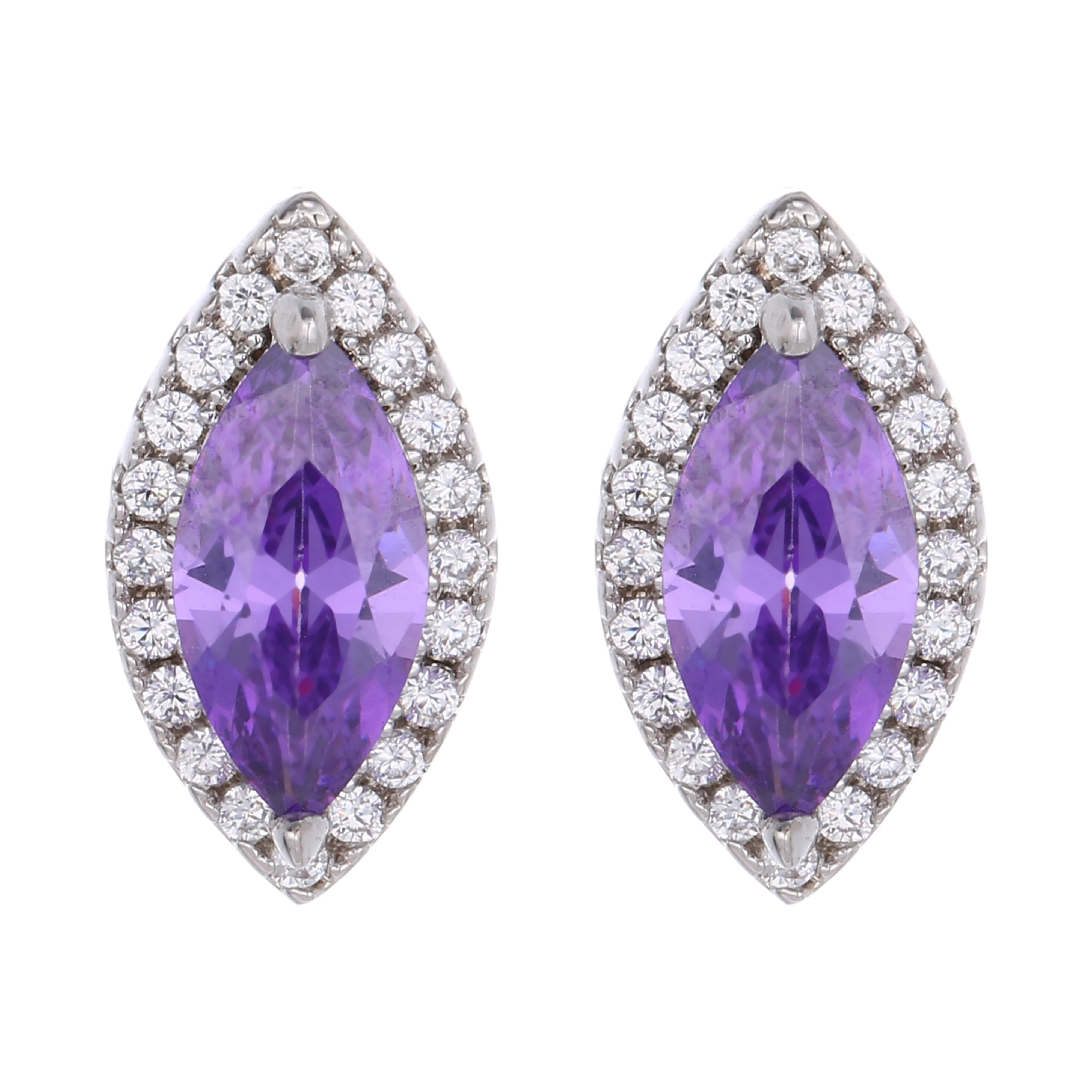 

2020 Fashion Oval Purple Stud Earrings White Gold Claw Setting Zircon Earrings For Women Girls Gifts Party