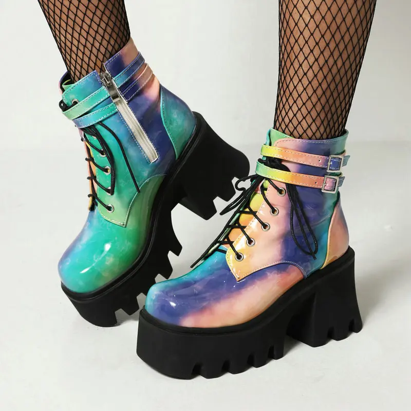

Hot sale Lace-up ankle boots women high heel Martin boots