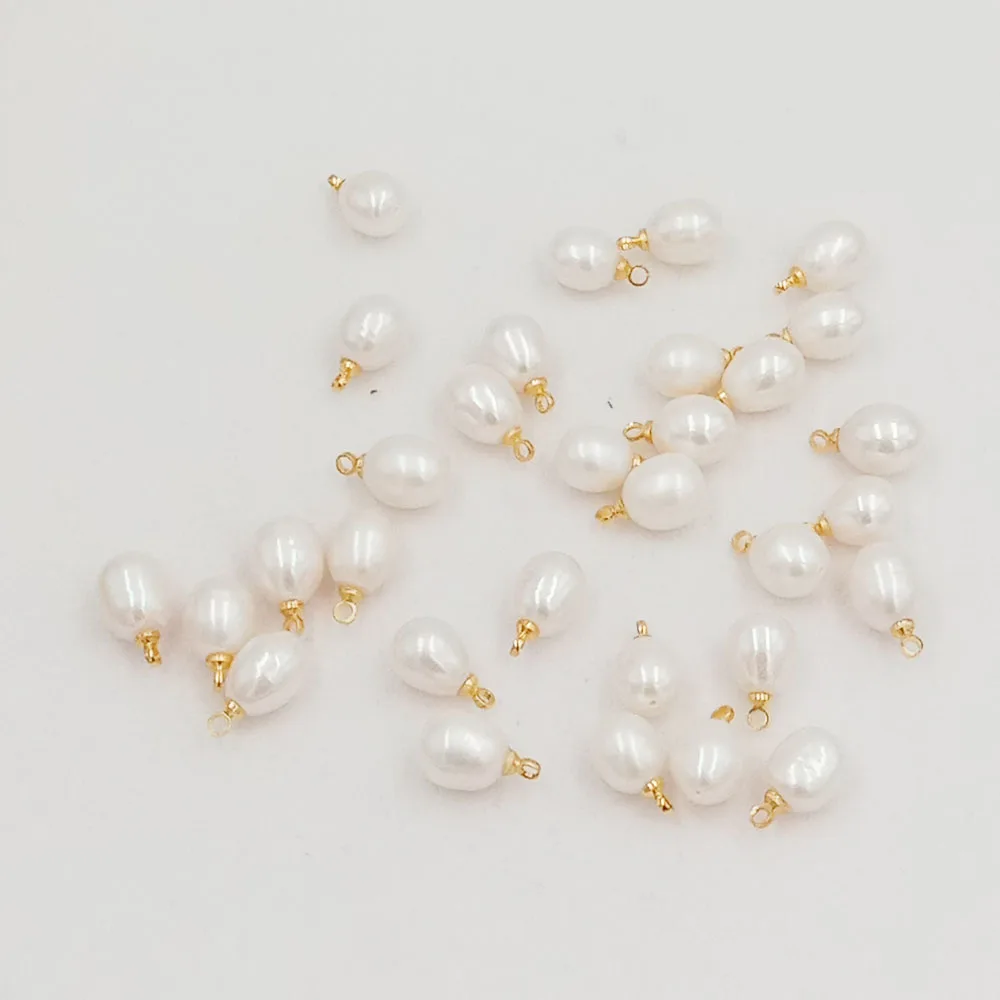 

8-11 mm Rice nature freshwater pearl with hanger DIY high luster PEARL with full hole drilled or half hole drilled