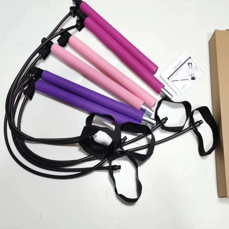 

Fashionable body flexibility stretch exercises yoga pilates pedal pilates rod pull up fitness bar chest expander, Pink, blue purple