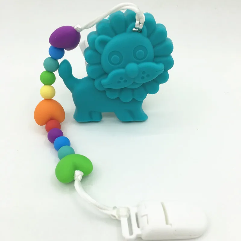 

Baby Products Baby Pacifier Clip Holder,Teething Baby Pacifier Clip Silicone Lion Teether Clips, 16 colors available