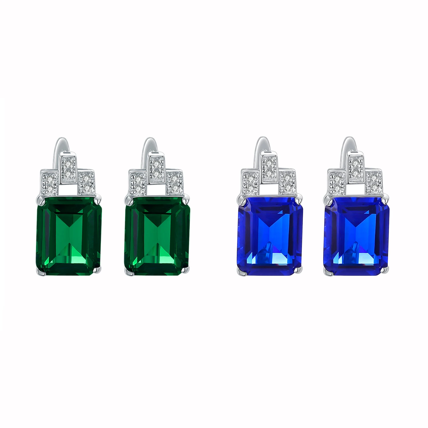 

Classic Silver Jewelry Square Shape Zircon Earrings Clip On Earrings