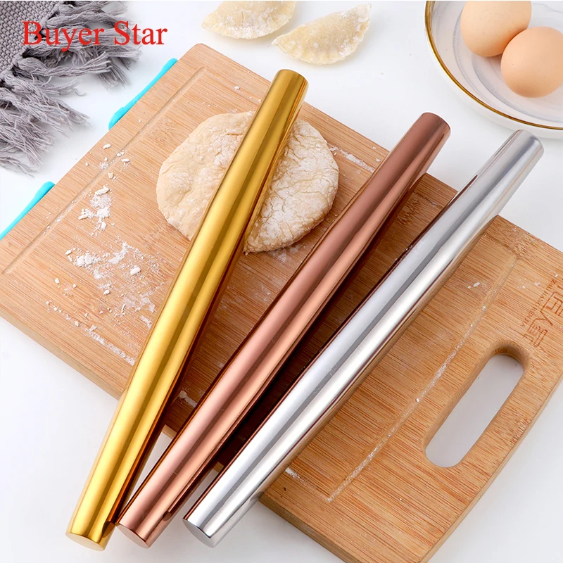 

High Quality Non-stick Kitchen Baking Stainless Steel 304 Colored Metal Rolling Pin, 5 colors