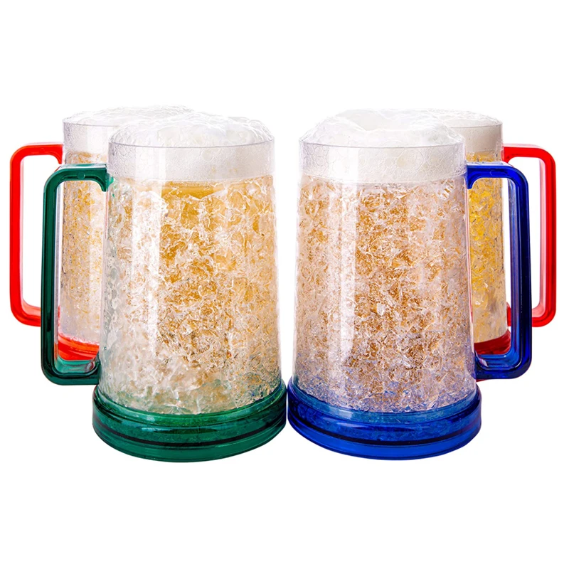 

sublimation beer mugs big ice beer mugs freeze beer mug, Red orange blue green