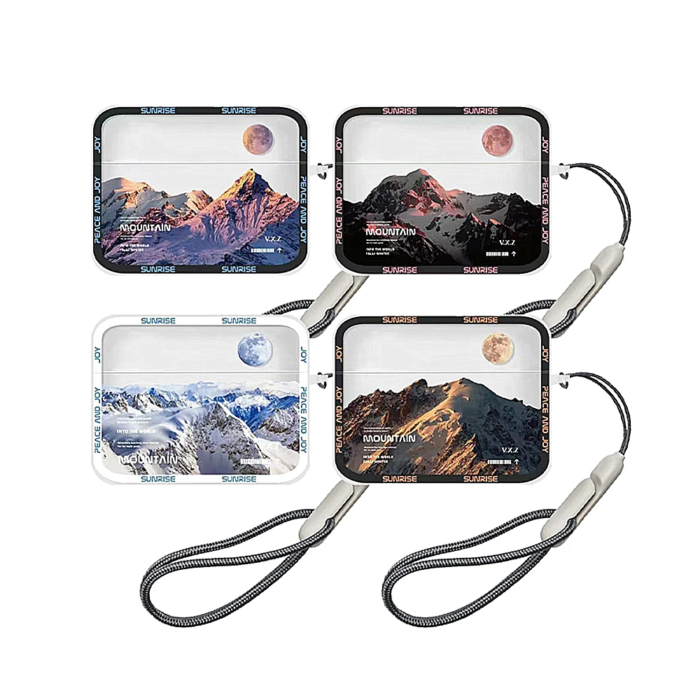 Matte mountain design lanyard shockproof case cover For AirPods 1 2 3