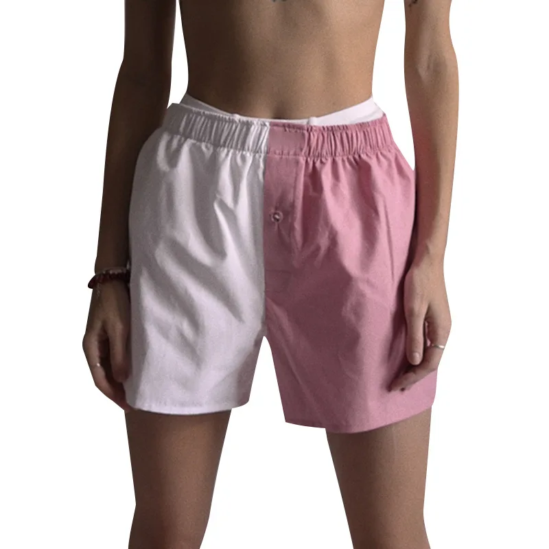 

2021 Summer Wholesale Custom Color Block Shorts Sweat Shorts Women Cotton Casual Women's Shorts, Pink