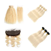 

Top quality galina russian 613 virgin hair,Factory price 613 deep wave curly hair,100 Virgin 613 blond hair with closure